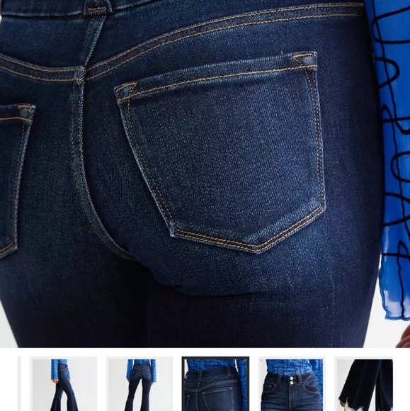 NWT Kancan/buckle dark wash button fly distressed flare jeans SIZE 28 - Picture 3 of 3